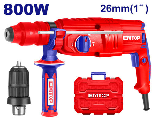 Rotary hammer machine emtop erhrl802 800w 26mm